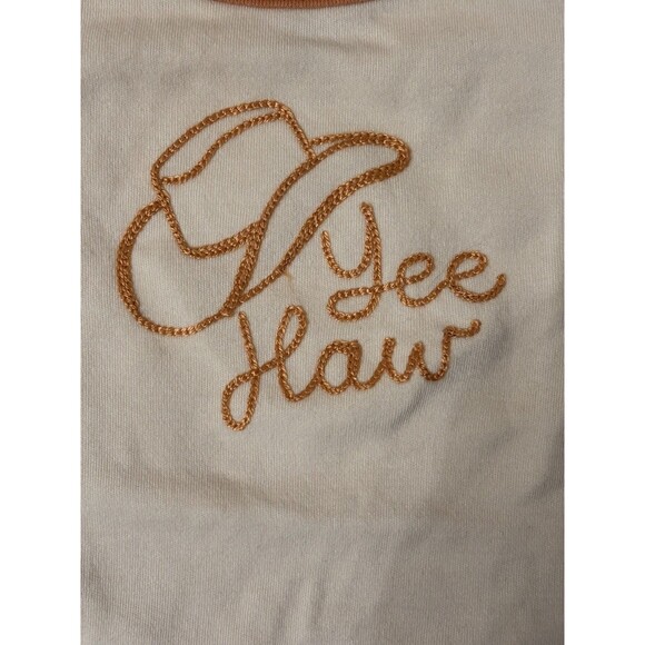 Chickpea Pima Cotton Bodysuit Chain Stitch "Yeehaw" Cowboy 6 Months - Picture 2 of 4